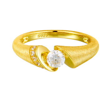 Dunli Jewelry Moissanitni prsten, retro brušeni završetak, za žene, S925 srebro s premazom 18K zlata, europski i američki stil, lagani luksuz