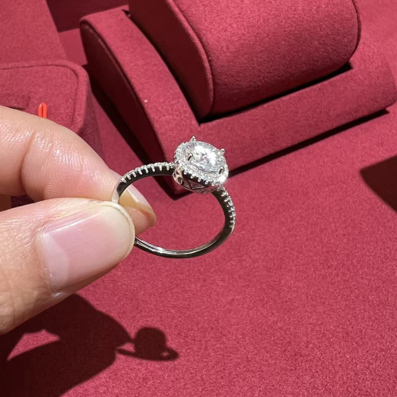 Inel din argint 925, accente cu Moissanit cubic, formă geometrică, placare electroplată, inel deschis reglabil