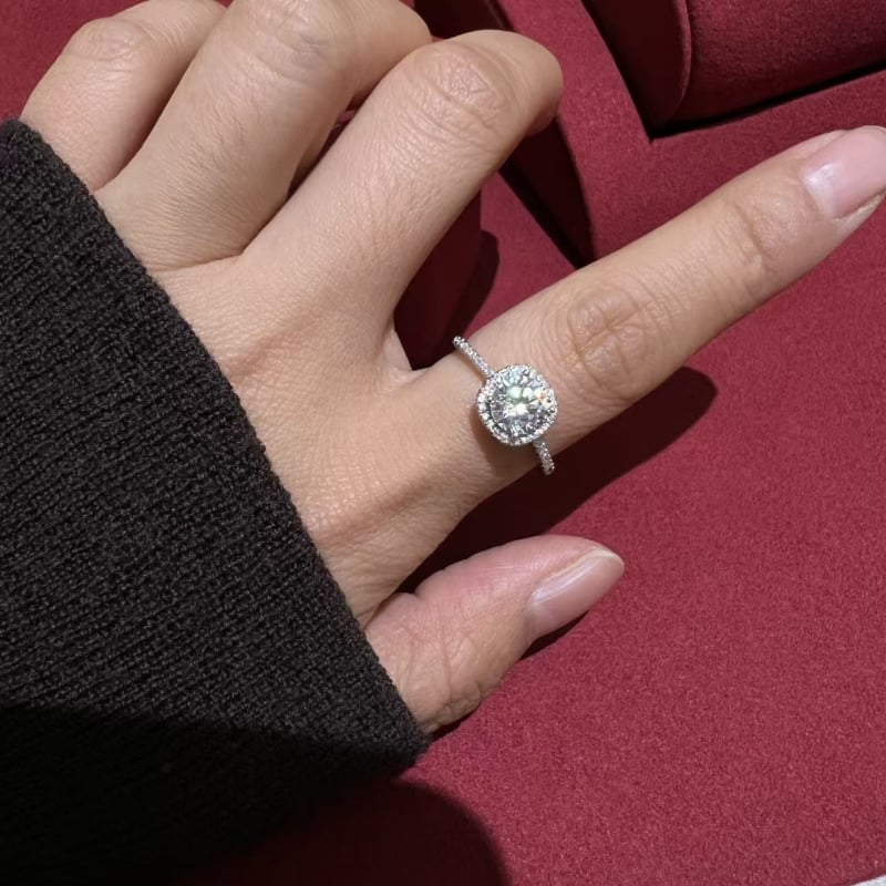 Inel din argint 925, accente cu Moissanit cubic, formă geometrică, placare electroplată, inel deschis reglabil