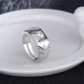 Pánsky prsteň – 24K pozlátený, moissanit, kórejský štýl, geometrický dizajn, ekologická meď