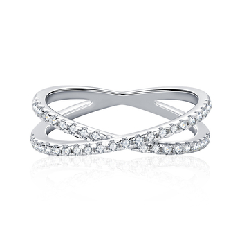 Prsteň s moissanitom, striebro 925, geometrický kríž dizajn, hmotnosť ~2,68 g