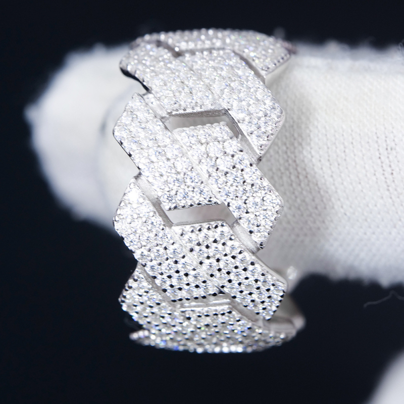 Prsteň zo striebra 925, geometrický dizajn, moissanit, osadenie diamantu, unisex