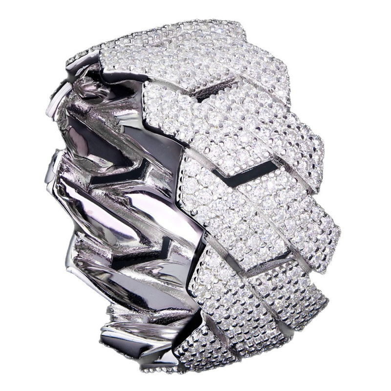 Prsteň zo striebra 925, geometrický dizajn, moissanit, osadenie diamantu, unisex