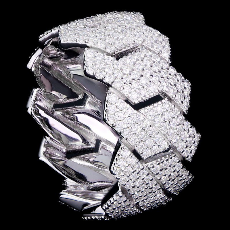 Prsteň zo striebra 925, geometrický dizajn, moissanit, osadenie diamantu, unisex