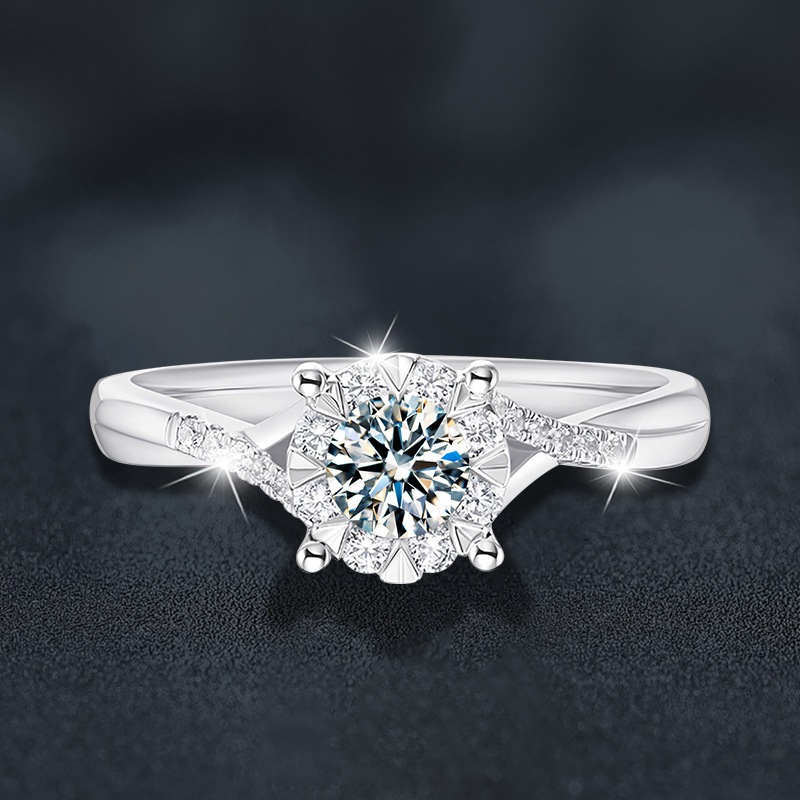 Inel Charlotte din Moissanite, argint 925 – pentru femei, minimalist, design împletit cu patru gheare, aproximativ 2,36 g