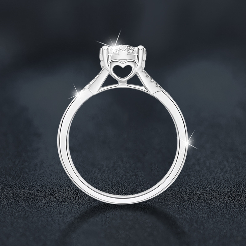 Inel Charlotte din Moissanite, argint 925 – pentru femei, minimalist, design împletit cu patru gheare, aproximativ 2,36 g