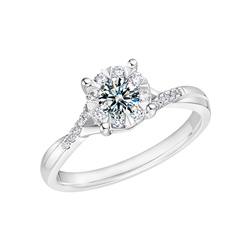 Inel Charlotte din Moissanite, argint 925 – pentru femei, minimalist, design împletit cu patru gheare, aproximativ 2,36 g