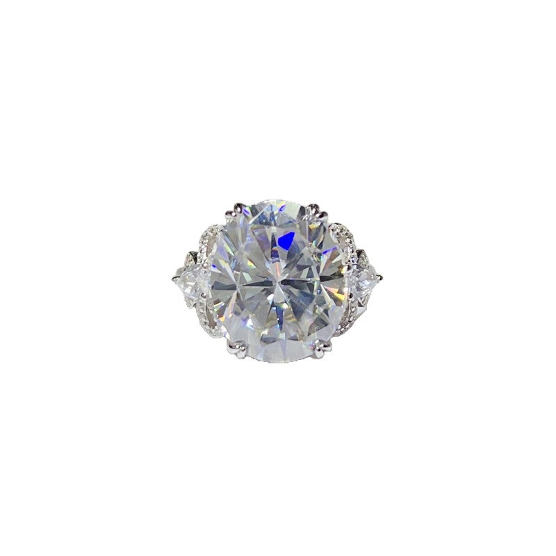 Inel Moissanite cu design fluture, formă ovală de ou, croi prelung, pentru femei