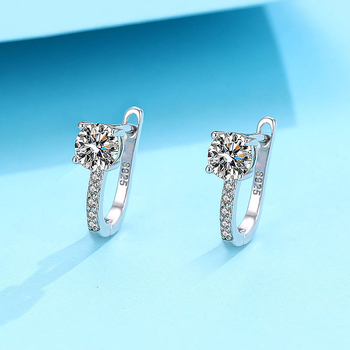 PANKE σκουλαρίκια από 925 ασήμι με Moissanite, σχήμα U, καρφωτά, ηλεκτροπλατινωμένη επίστρωση, για γυναίκες