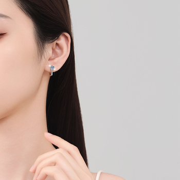 PANKE σκουλαρίκια από 925 ασήμι με Moissanite, σχήμα U, καρφωτά, ηλεκτροπλατινωμένη επίστρωση, για γυναίκες