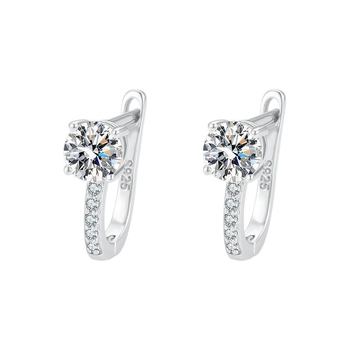 PANKE σκουλαρίκια από 925 ασήμι με Moissanite, σχήμα U, καρφωτά, ηλεκτροπλατινωμένη επίστρωση, για γυναίκες