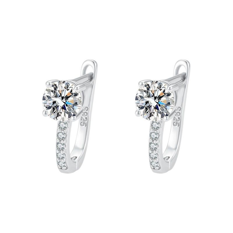 PANKE σκουλαρίκια από 925 ασήμι με Moissanite, σχήμα U, καρφωτά, ηλεκτροπλατινωμένη επίστρωση, για γυναίκες