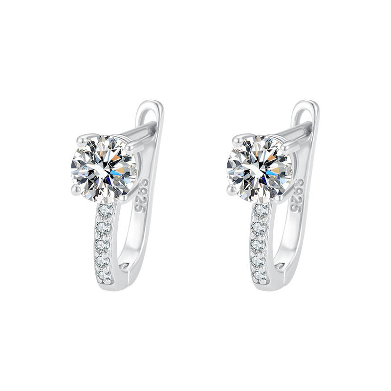PANKE σκουλαρίκια από 925 ασήμι με Moissanite, σχήμα U, καρφωτά, ηλεκτροπλατινωμένη επίστρωση, για γυναίκες