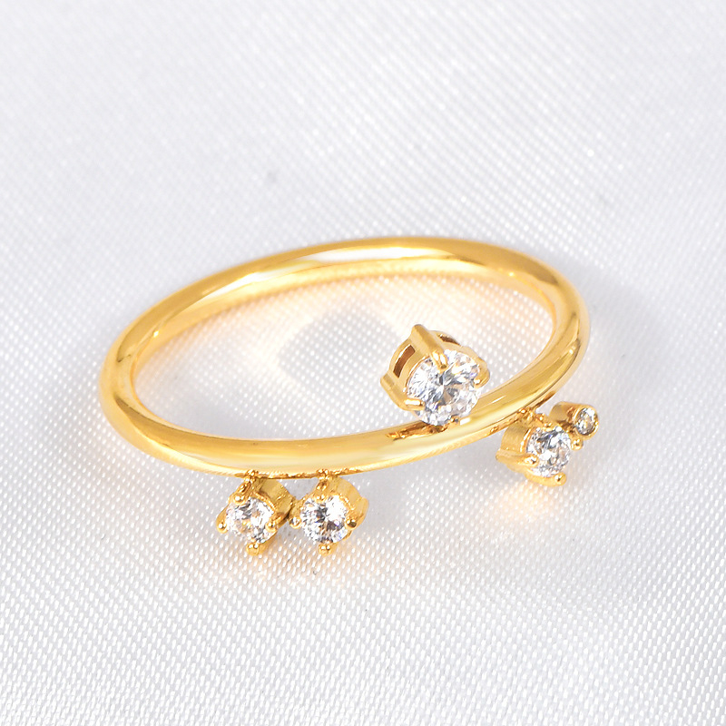 Prsteň s moissanitom, geometrický dizajn, kórejský štýl, titanová oceľ, elektroplating (Jar 2024)