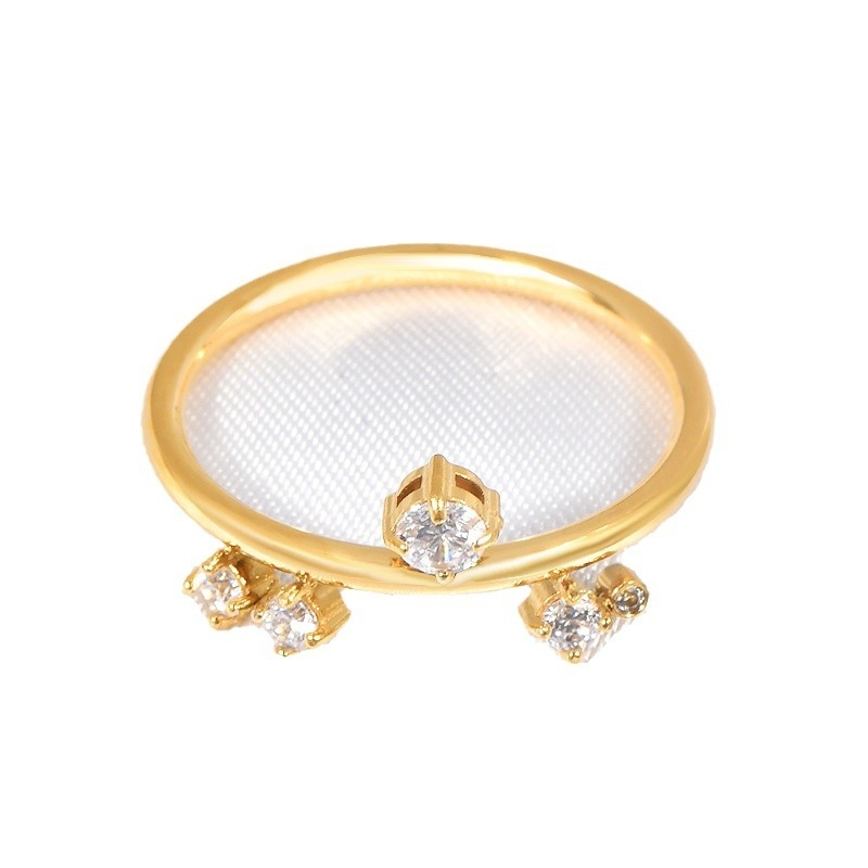 Prsteň s moissanitom, geometrický dizajn, kórejský štýl, titanová oceľ, elektroplating (Jar 2024)