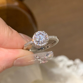 Moissanite dijamantni prsten za žene, otvoreni prsten, nišni dizajn, bakar, Silver Town, elektroplatiranje, lagani luksuz