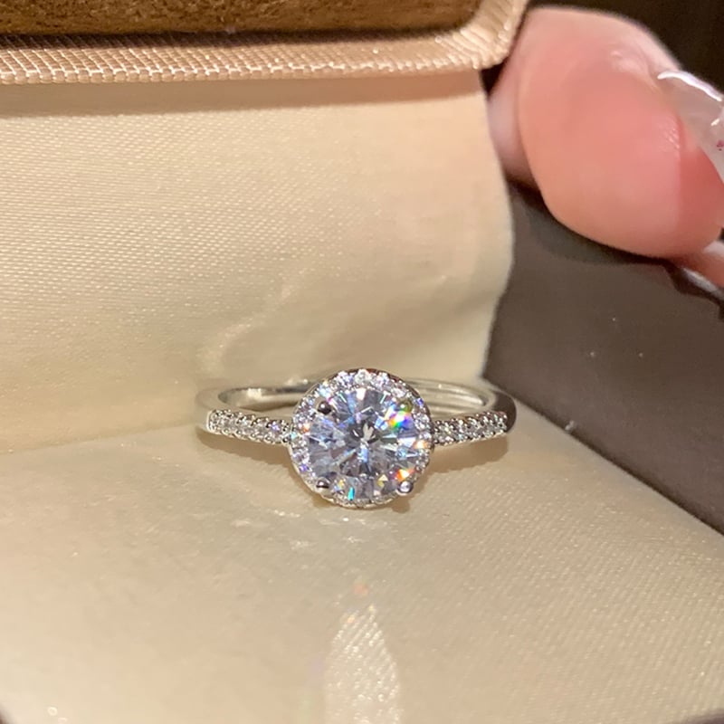 Moissanite dijamantni prsten za žene, otvoreni prsten, nišni dizajn, bakar, Silver Town, elektroplatiranje, lagani luksuz