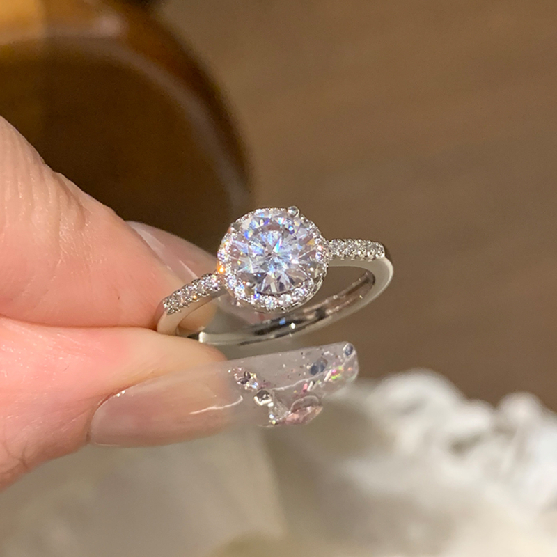 Moissanite dijamantni prsten za žene, otvoreni prsten, nišni dizajn, bakar, Silver Town, elektroplatiranje, lagani luksuz