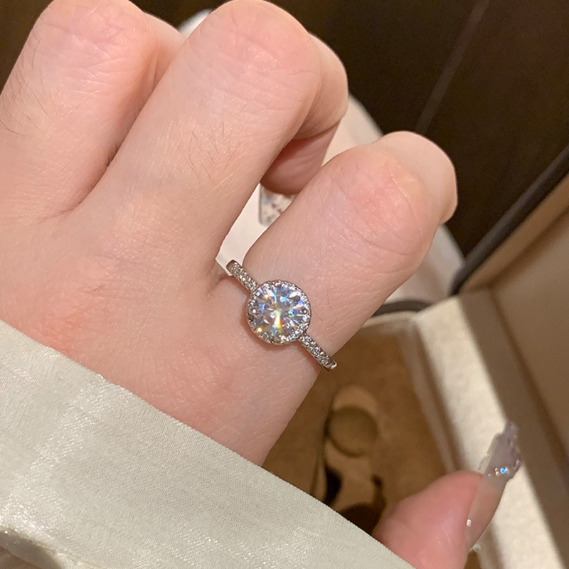 Moissanite dijamantni prsten za žene, otvoreni prsten, nišni dizajn, bakar, Silver Town, elektroplatiranje, lagani luksuz