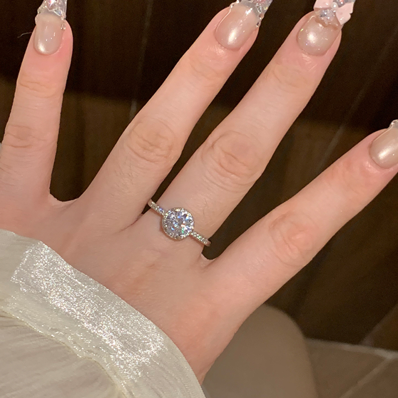 Moissanite dijamantni prsten za žene, otvoreni prsten, nišni dizajn, bakar, Silver Town, elektroplatiranje, lagani luksuz