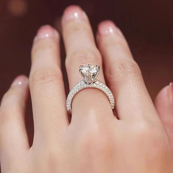 Moissanitový diamantový prsteň, 1 ct, so šiestimi pazúrmi, srdcového tvaru, pozlátený