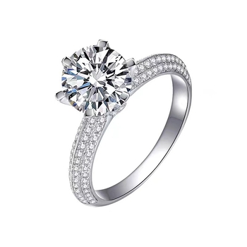 Moissanitový diamantový prsteň, 1 ct, so šiestimi pazúrmi, srdcového tvaru, pozlátený