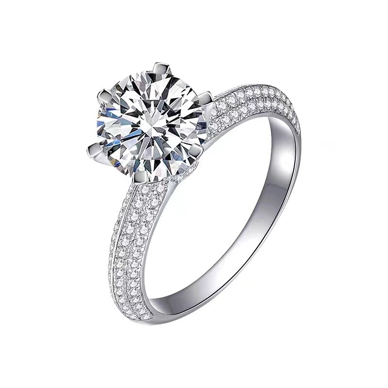 Moissanitový diamantový prsteň, 1 ct, so šiestimi pazúrmi, srdcového tvaru, pozlátený