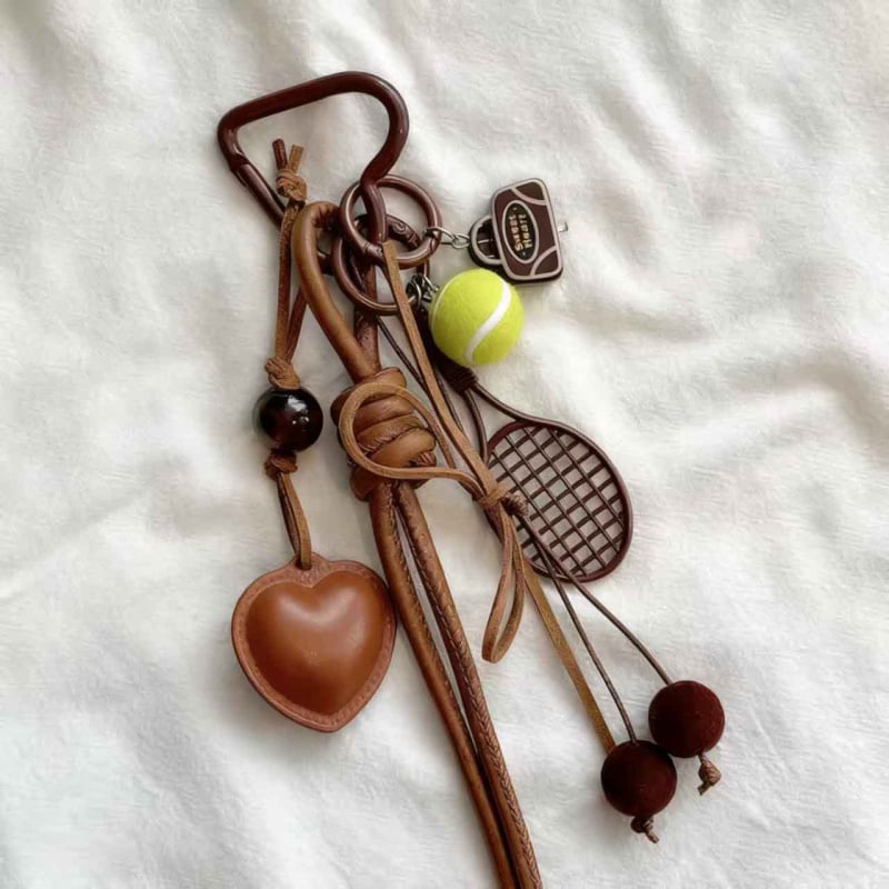 Κρεμαστό για μπρελόκ με μοτίβο καρδιά-τένις, κορεατικό στυλ Miu, σχέδιο INs, κράμα