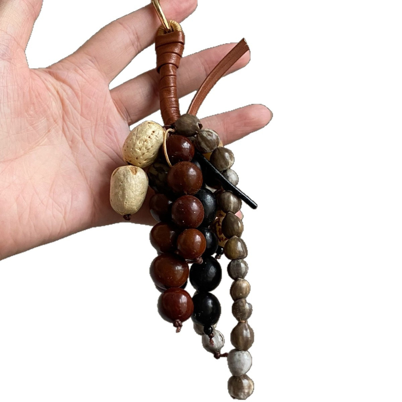 Ručne vyrobený kľúčenka na tašku s motívom semien, retro šarm; plast/živica, elektroplating; vzory: srdce/kvapka/zvonček; vianočný štýl; značka Xinxu