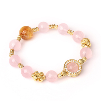 Brățară din cupru cu motif floral, placare cu aur, pietre artificiale semiprețioase, set de 11 bucăți