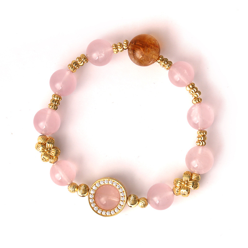 Brățară din cupru cu motif floral, placare cu aur, pietre artificiale semiprețioase, set de 11 bucăți