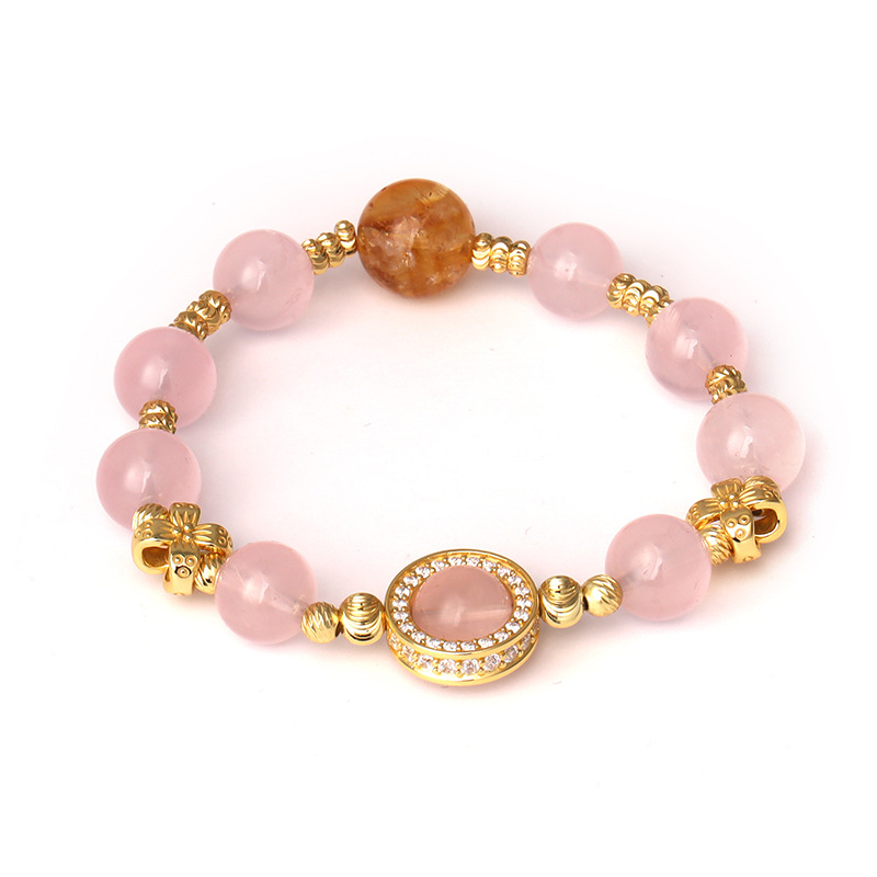 Brățară din cupru cu motif floral, placare cu aur, pietre artificiale semiprețioase, set de 11 bucăți