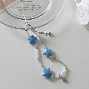 Yaxing pandantiv stele în stil coreean pentru telefon, lanț cu mărgele, plastic/rezină, finisaj vopsit