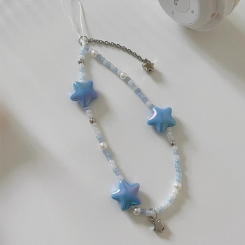 Yaxing pandantiv stele în stil coreean pentru telefon, lanț cu mărgele, plastic/rezină, finisaj vopsit