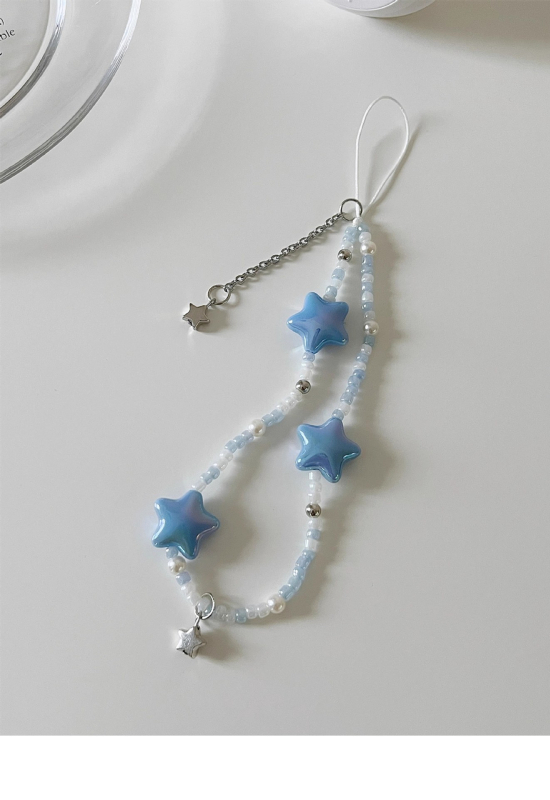 Yaxing pandantiv stele în stil coreean pentru telefon, lanț cu mărgele, plastic/rezină, finisaj vopsit