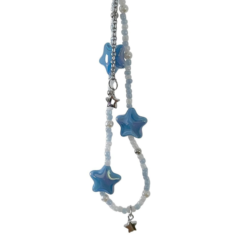 Yaxing pandantiv stele în stil coreean pentru telefon, lanț cu mărgele, plastic/rezină, finisaj vopsit