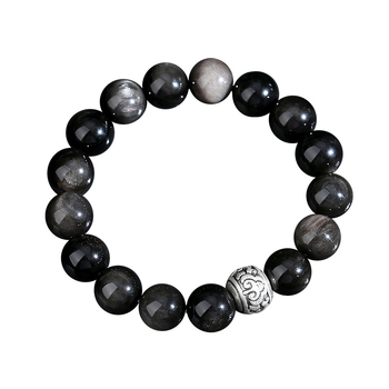 Tychia muška narukvica od obsidijana – vintage stil, distressed obrada, bez umetaka, set od 16 komada