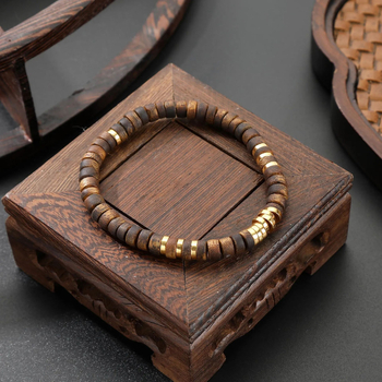 Drevený náramok s korálkami abakus, čínske štýl, ručná výroba, unisex geometrický dizajn, jeden kus