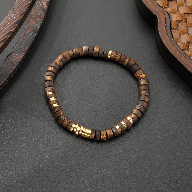 Drevený náramok s korálkami abakus, čínske štýl, ručná výroba, unisex geometrický dizajn, jeden kus