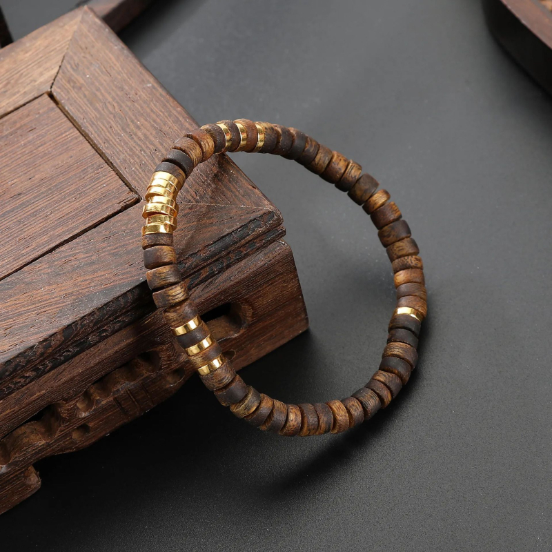 Drevený náramok s korálkami abakus, čínske štýl, ručná výroba, unisex geometrický dizajn, jeden kus