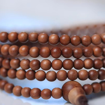 Brățară din Mysore Laoshan santal indian, lucrată manual, unisex, design cu cercuri multiple, mărgele rotunde, 216 mărgele