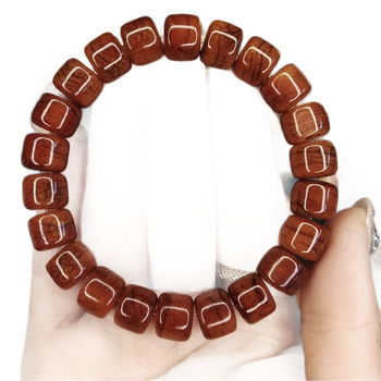 Brățară etnică din os de vită, cu mărgele cilindrice, lustruită, set de 21 bucăți