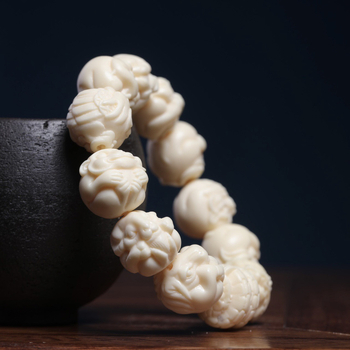 Mărgele pentru agățat în mașină cu zodii sculptate din fildeș – șir Bodhi Buddha, stil modern minimalist, cadou de afaceri, primăvara 2024