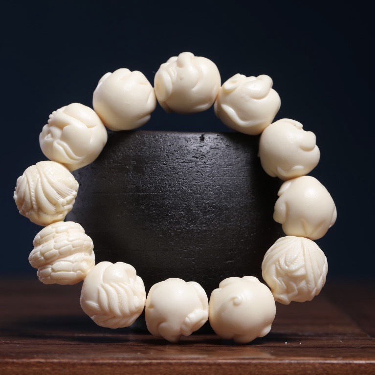 Mărgele pentru agățat în mașină cu zodii sculptate din fildeș – șir Bodhi Buddha, stil modern minimalist, cadou de afaceri, primăvara 2024