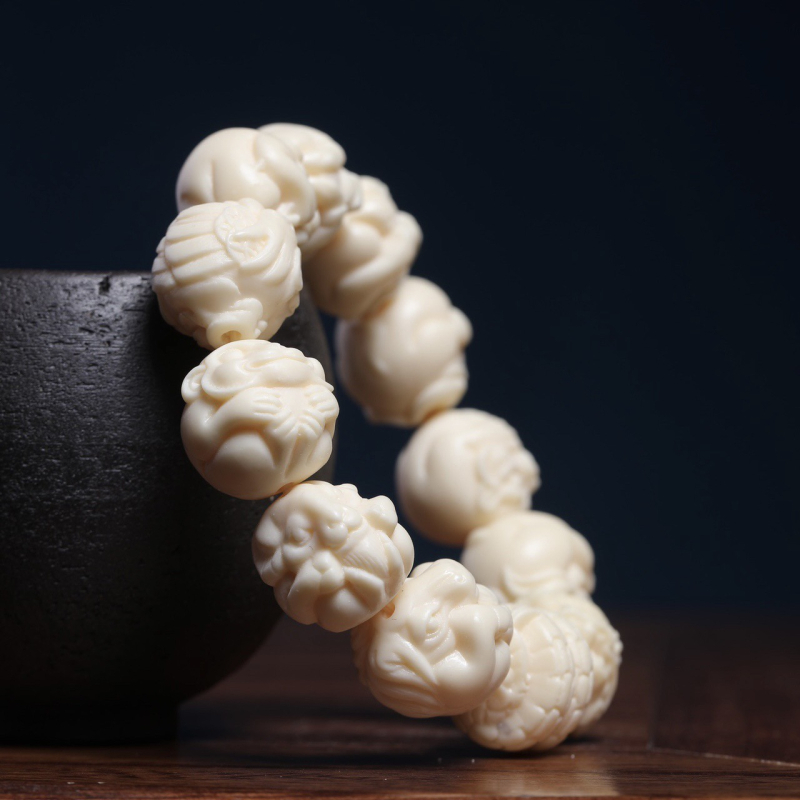 Mărgele pentru agățat în mașină cu zodii sculptate din fildeș – șir Bodhi Buddha, stil modern minimalist, cadou de afaceri, primăvara 2024