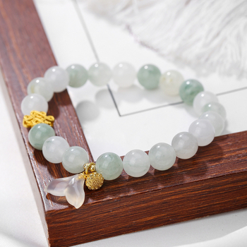 Brățară din piatră naturală Tianshan Cui, design cu mărgele în formă de coadă de pește, realizare manuală, 21 de mărgele