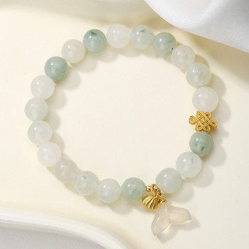 Brățară din piatră naturală Tianshan Cui, design cu mărgele în formă de coadă de pește, realizare manuală, 21 de mărgele