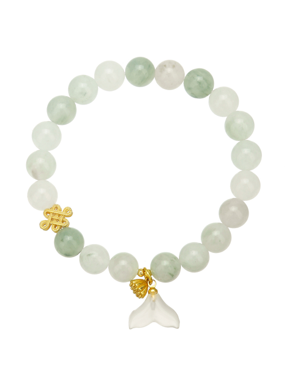 Brățară din piatră naturală Tianshan Cui, design cu mărgele în formă de coadă de pește, realizare manuală, 21 de mărgele