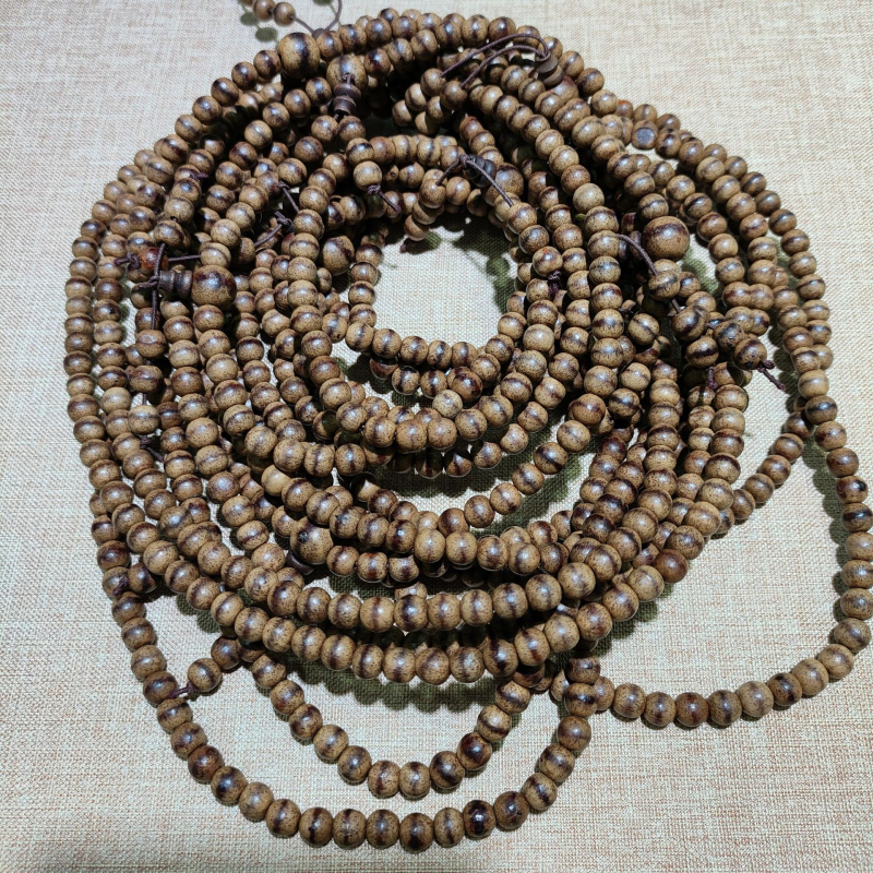 Narukvica od agarwooda, kineskog stila, ručna izrada, prirodan završetak, 108 perli promjera 6 mm, višestruki niz