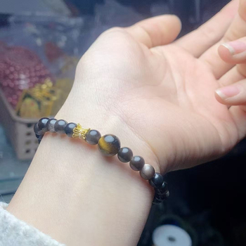 Brățară din ochi de tigru, simplă, unisex, design geometric, împletită manual